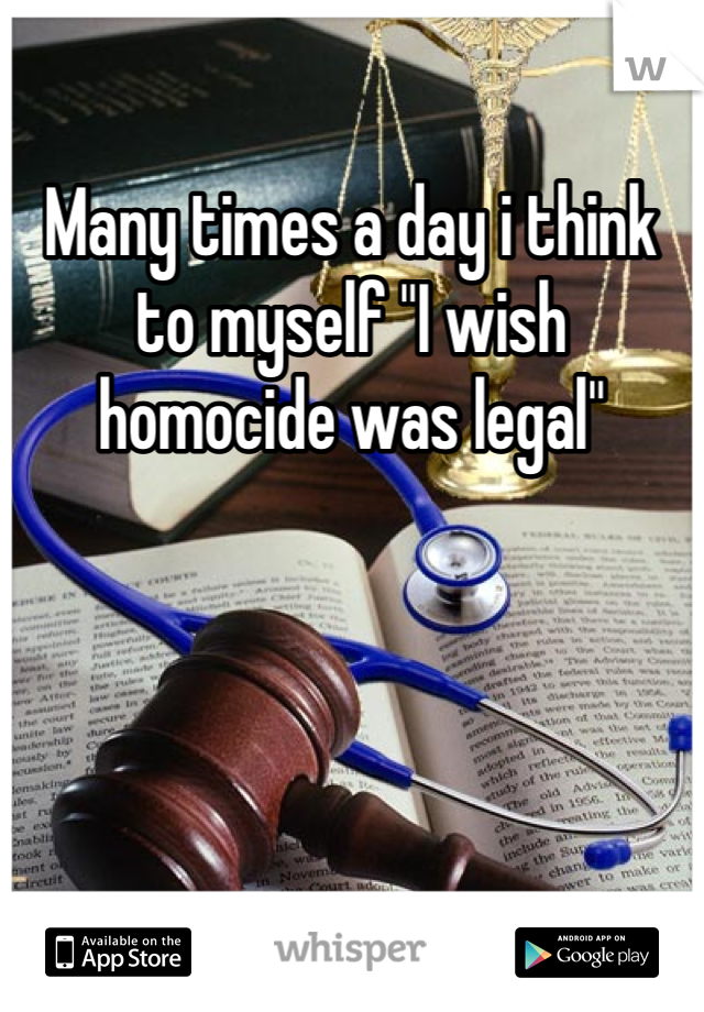 Many times a day i think to myself "I wish homocide was legal"