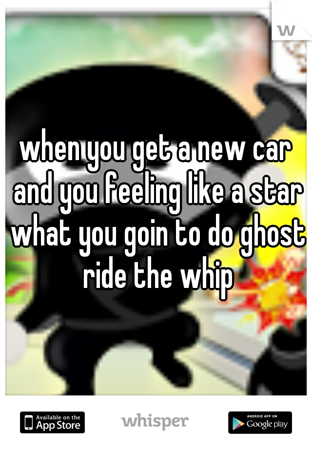when you get a new car and you feeling like a star what you goin to do ghost ride the whip