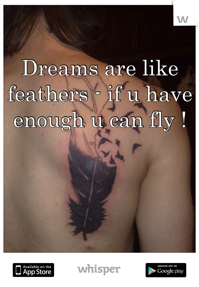Dreams are like feathers - if u have enough u can fly !