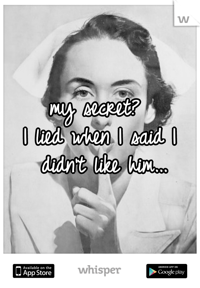 my secret? 
I lied when I said I didn't like him...