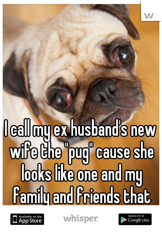 I call my ex husband's new wife the "pug" cause she looks like one and my family and friends that know  i do agree 