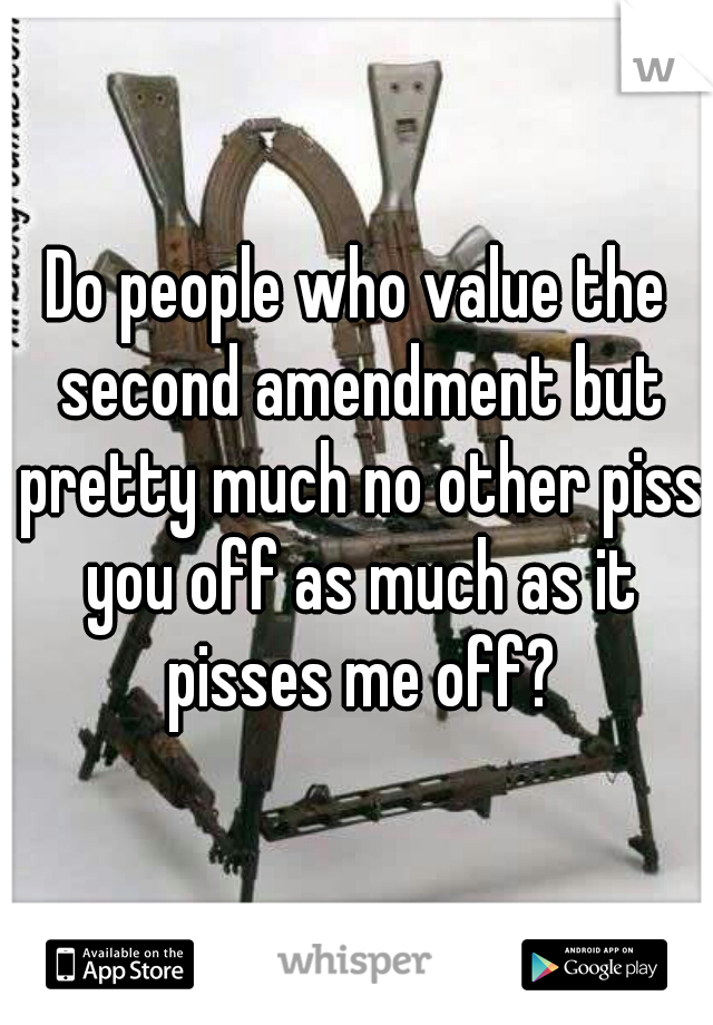 Do people who value the second amendment but pretty much no other piss you off as much as it pisses me off?