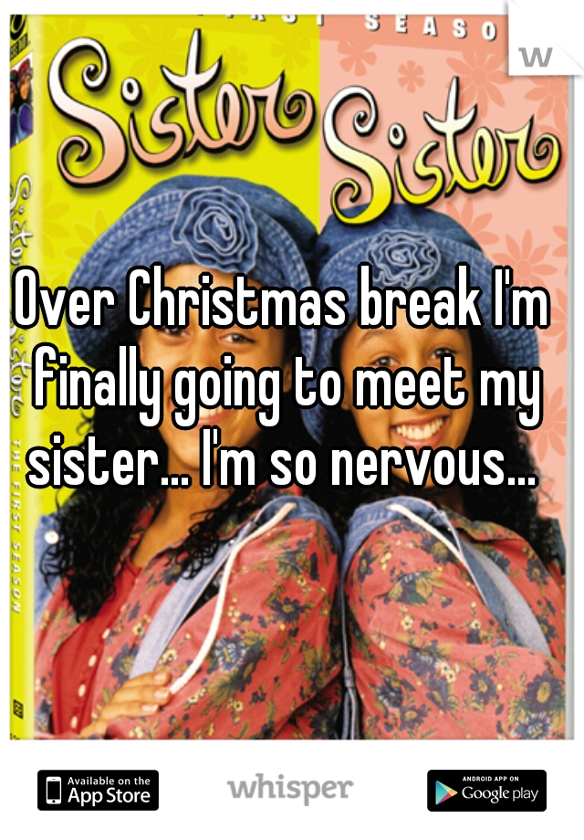 Over Christmas break I'm finally going to meet my sister... I'm so nervous... 