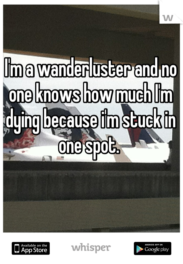 I'm a wanderluster and no one knows how much I'm dying because i'm stuck in one spot. 