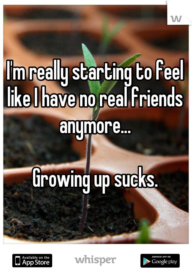 I'm really starting to feel like I have no real friends anymore...

Growing up sucks.