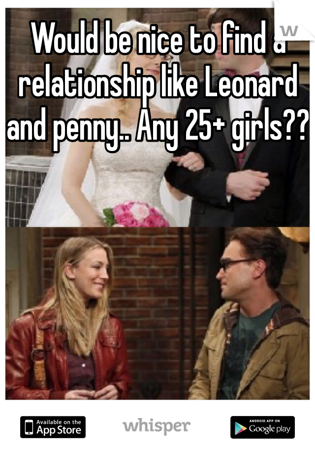 Would be nice to find a relationship like Leonard and penny.. Any 25+ girls??