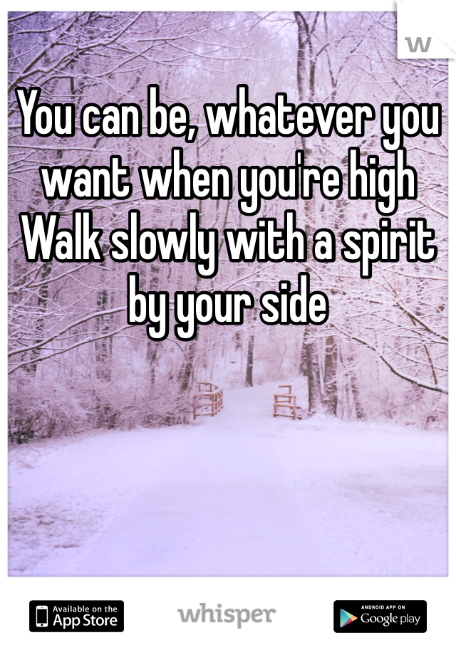 You can be, whatever you want when you're high
Walk slowly with a spirit by your side 