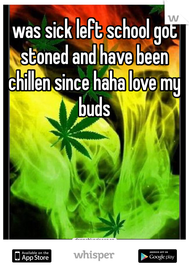 was sick left school got stoned and have been chillen since haha love my buds