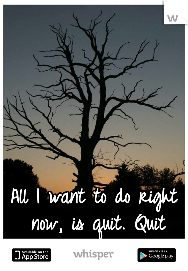 All I want to do right now, is quit. Quit everything. Quit life.