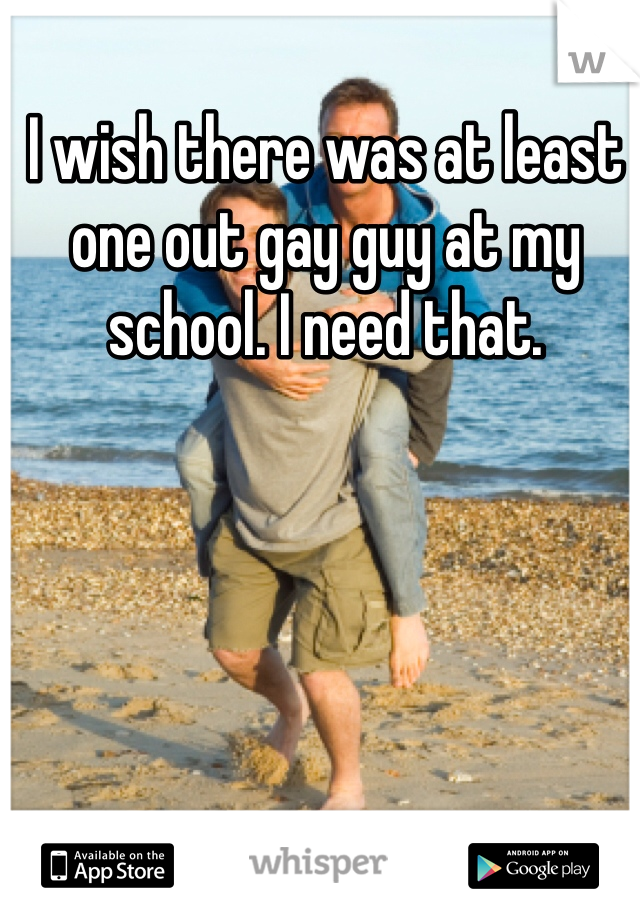 I wish there was at least one out gay guy at my school. I need that. 