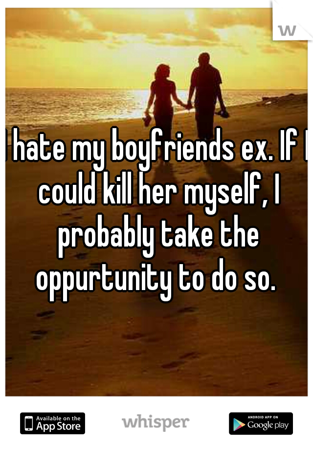 I hate my boyfriends ex. If I could kill her myself, I probably take the oppurtunity to do so. 