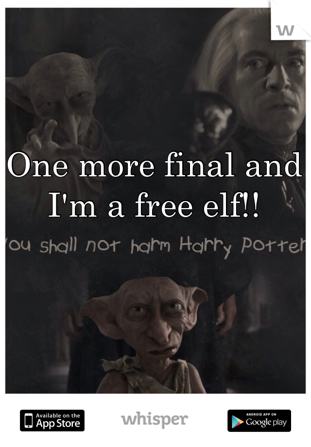 One more final and I'm a free elf!! 
