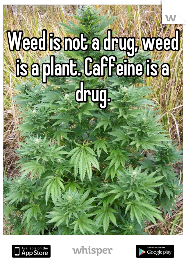 Weed is not a drug, weed is a plant. Caffeine is a drug.