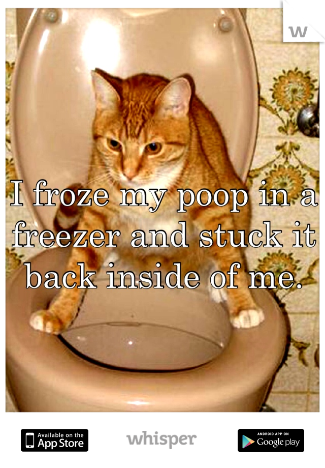 I froze my poop in a freezer and stuck it back inside of me. 