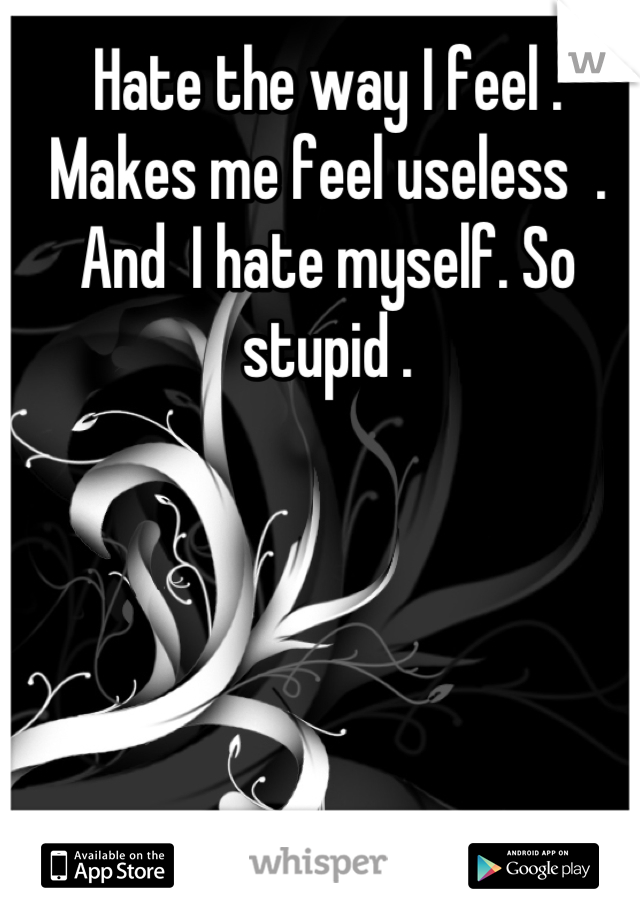 Hate the way I feel . Makes me feel useless  . And  I hate myself. So stupid .