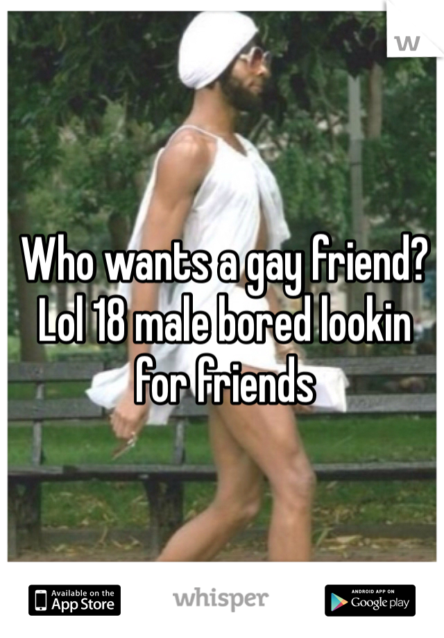 Who wants a gay friend? Lol 18 male bored lookin for friends  