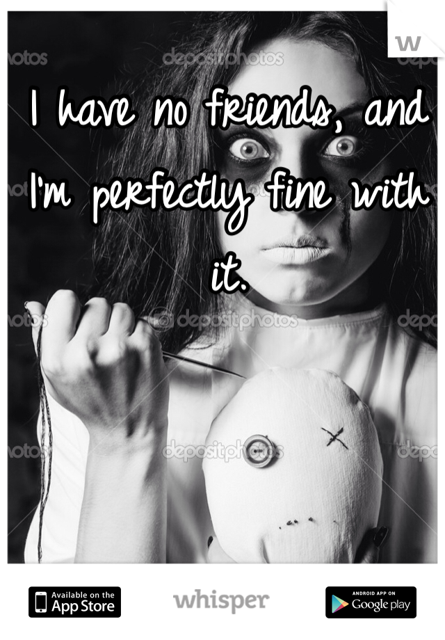 I have no friends, and I'm perfectly fine with it. 
