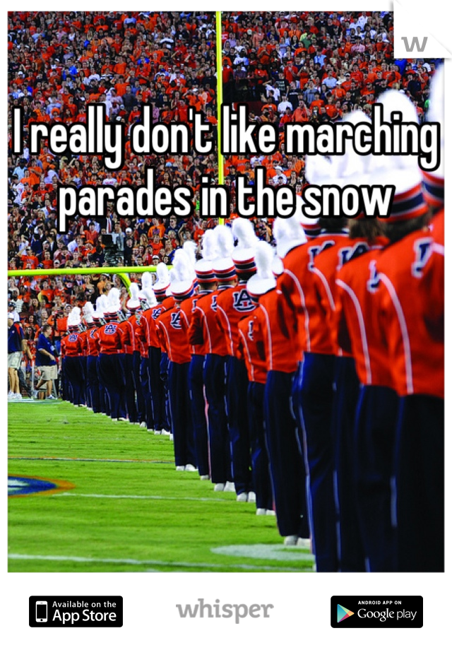 I really don't like marching parades in the snow