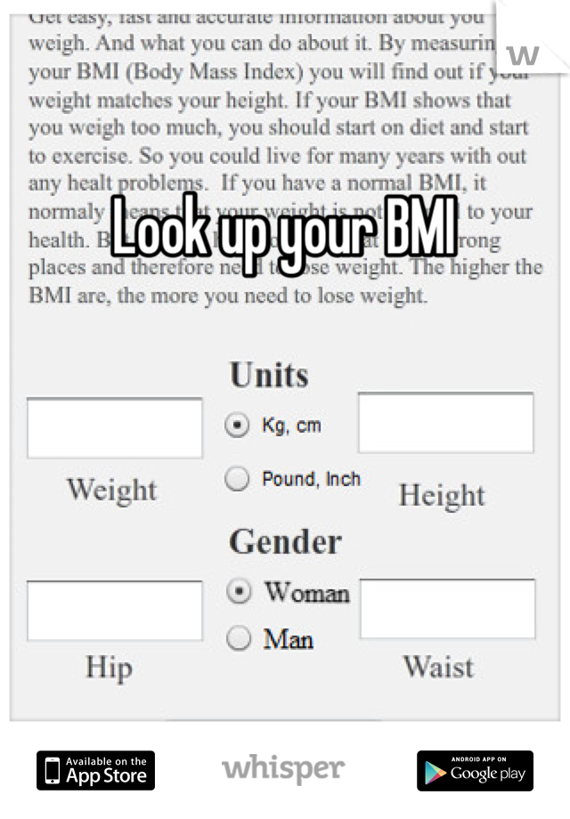 Look up your BMI