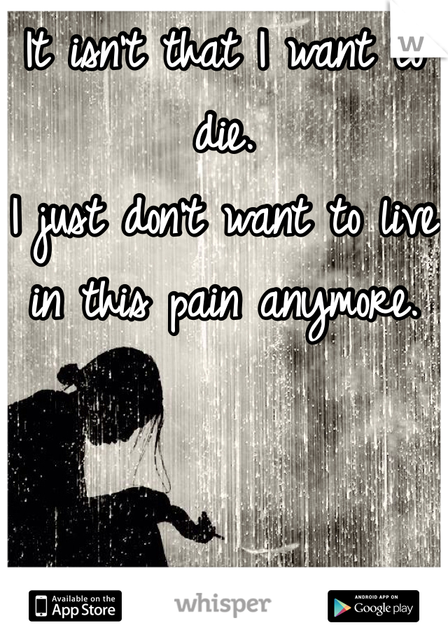 It isn't that I want to die.
I just don't want to live
in this pain anymore.