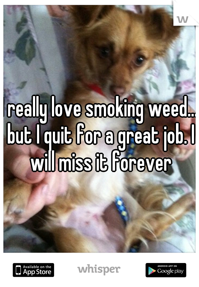 I really love smoking weed... but I quit for a great job. I will miss it forever