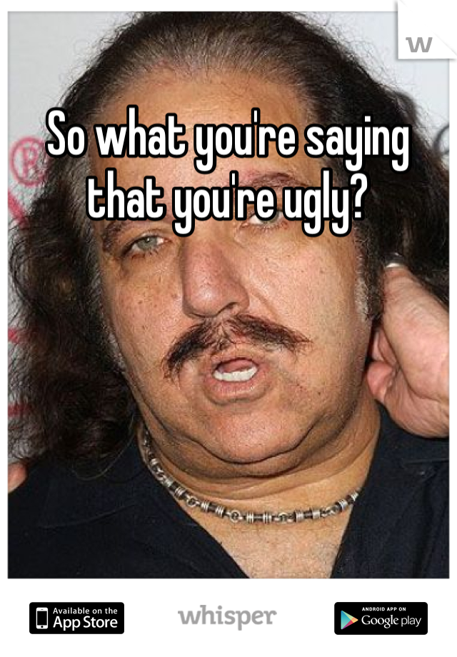 So what you're saying that you're ugly?