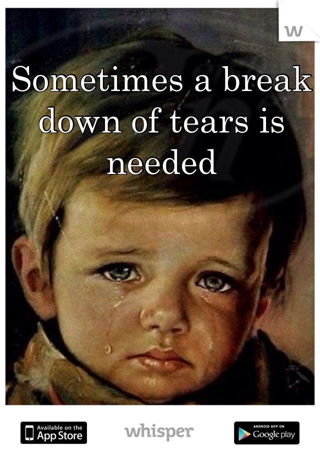 Sometimes a break down of tears is needed