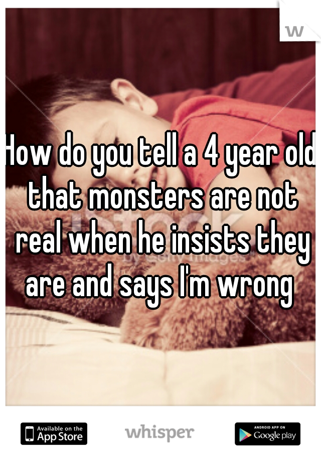 How do you tell a 4 year old that monsters are not real when he insists they are and says I'm wrong 