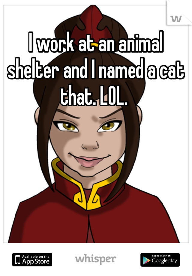 I work at an animal shelter and I named a cat that. LOL. 