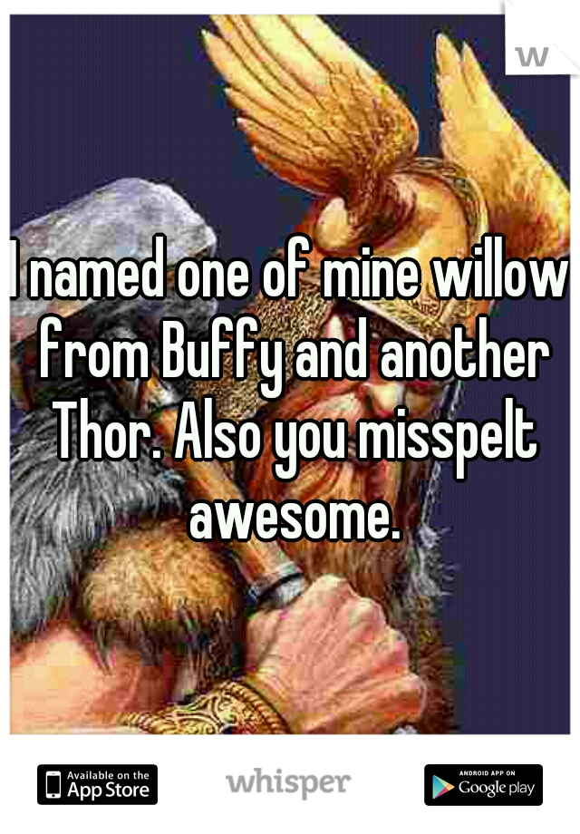 I named one of mine willow from Buffy and another Thor. Also you misspelt awesome.