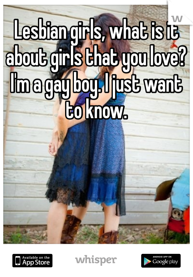 Lesbian girls, what is it about girls that you love? 
I'm a gay boy. I just want to know.