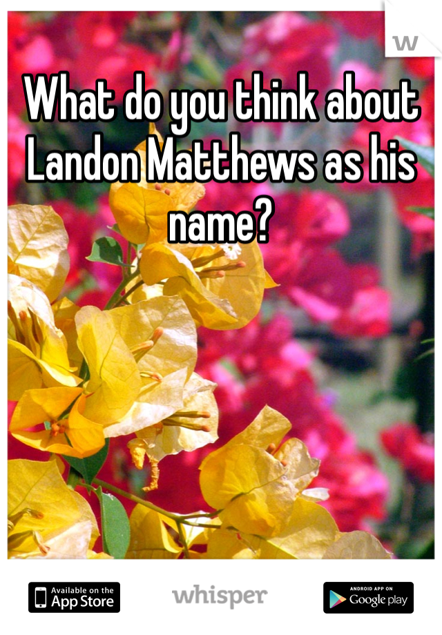 What do you think about Landon Matthews as his name?