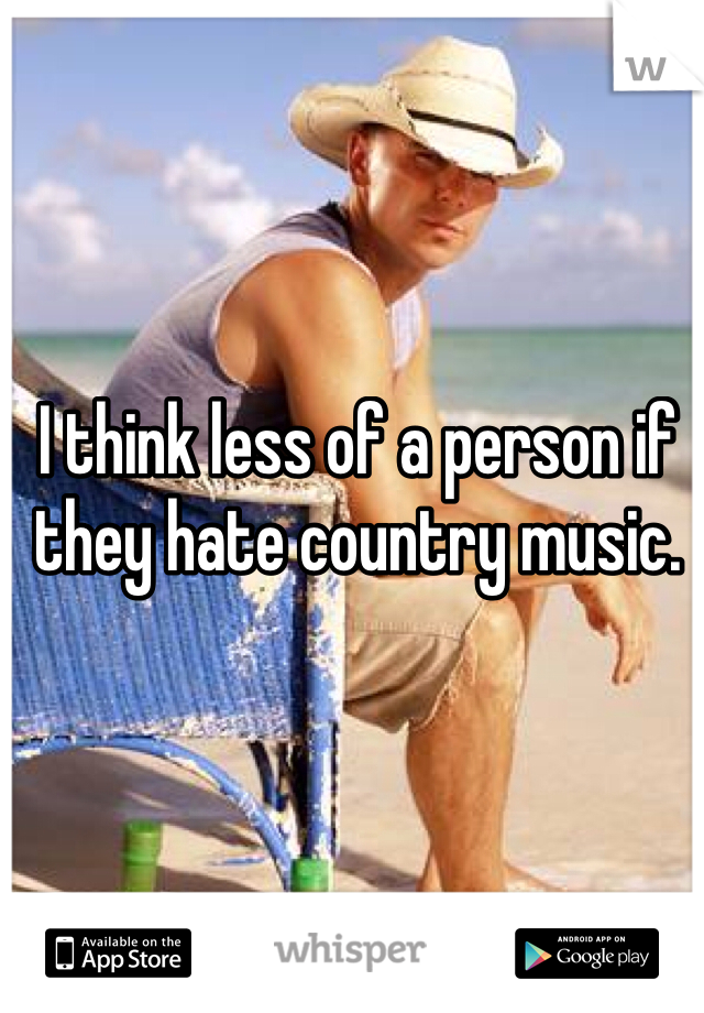 I think less of a person if they hate country music. 