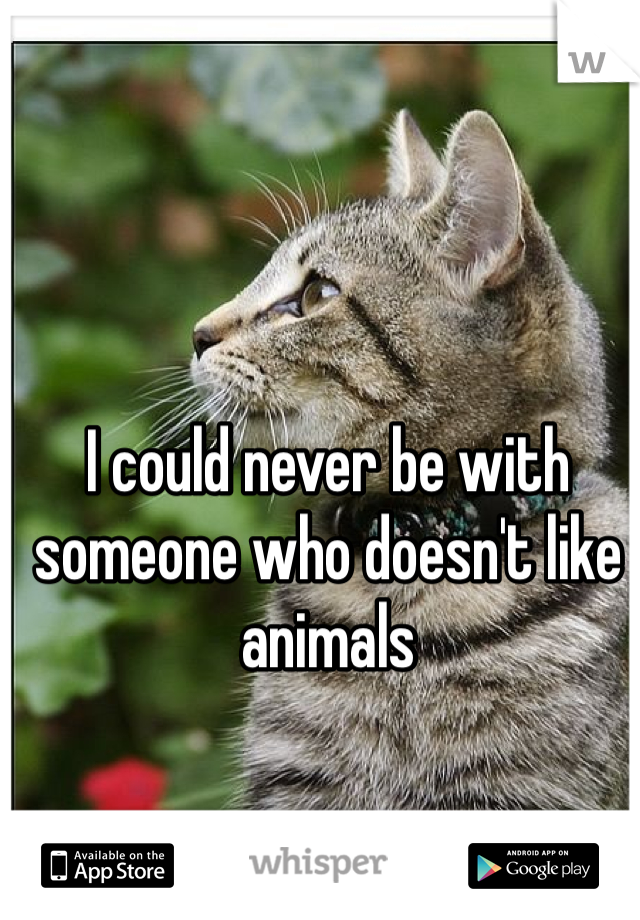 I could never be with someone who doesn't like animals 