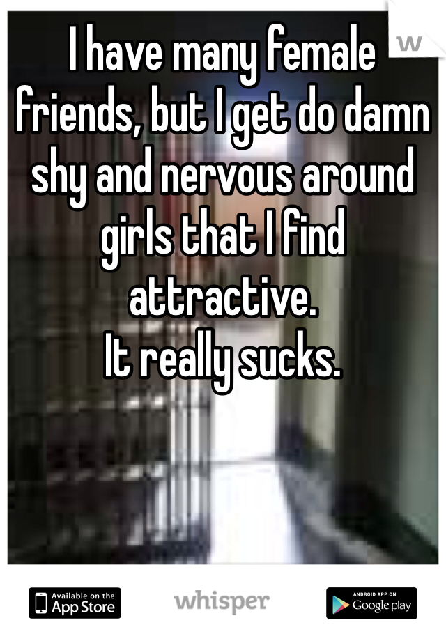 I have many female friends, but I get do damn shy and nervous around girls that I find attractive. 
It really sucks.