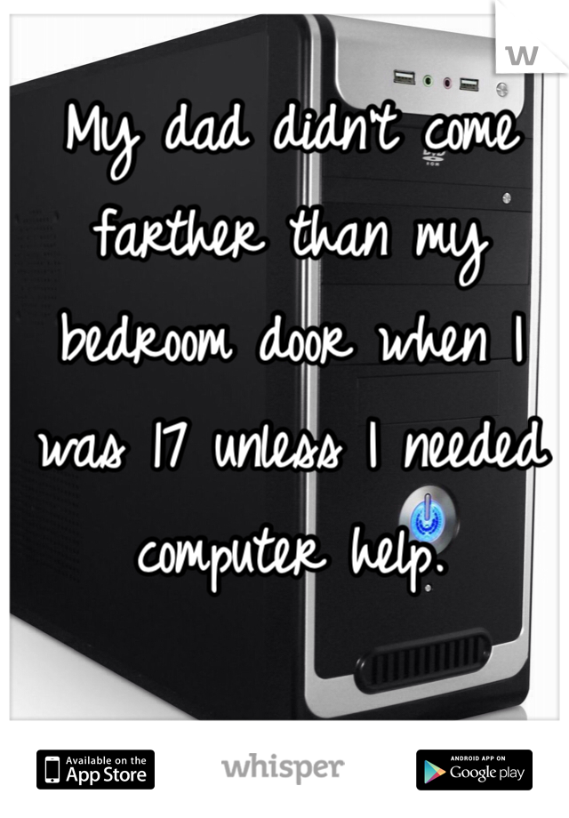 My dad didn't come farther than my bedroom door when I was 17 unless I needed computer help. 