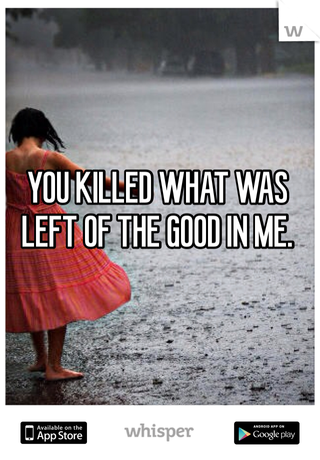 YOU KILLED WHAT WAS LEFT OF THE GOOD IN ME. 