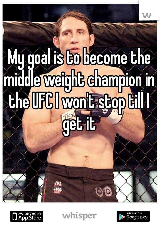 My goal is to become the middle weight champion in the UFC I won't stop till I get it 
