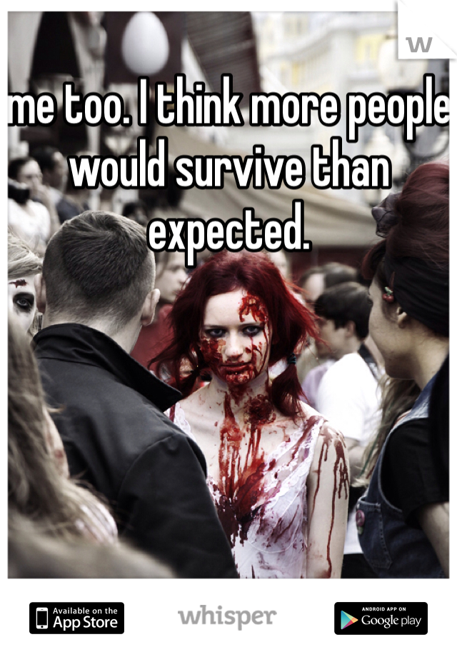 me too. I think more people would survive than expected. 