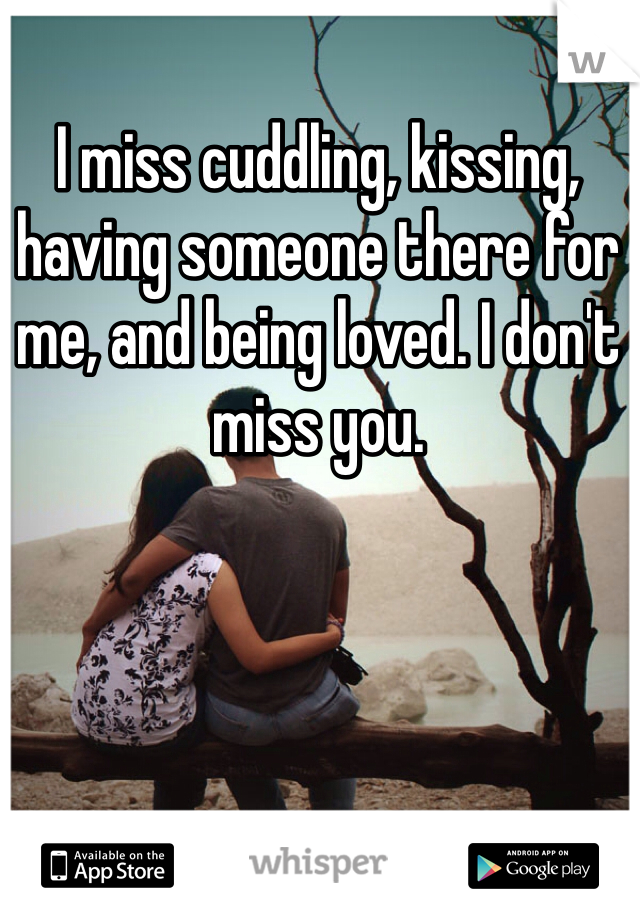 I miss cuddling, kissing, having someone there for me, and being loved. I don't miss you. 