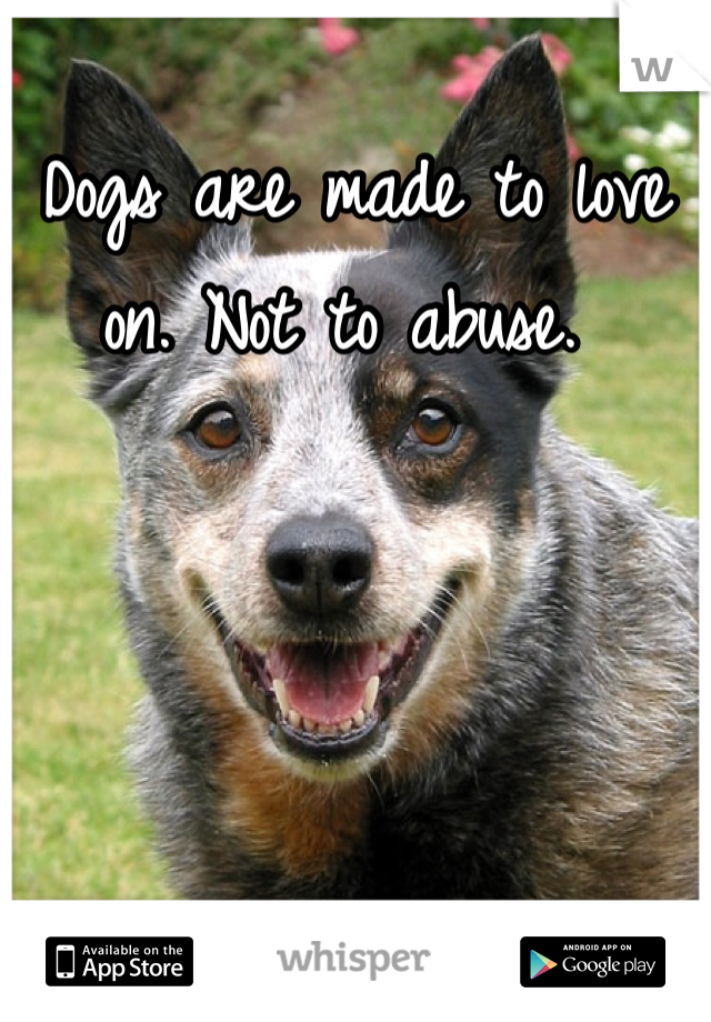 Dogs are made to love on. Not to abuse. 