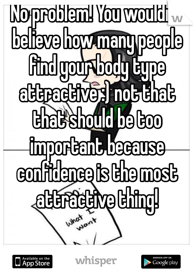 No problem! You wouldn't believe how many people find your body type attractive :) not that that should be too important because confidence is the most attractive thing!
