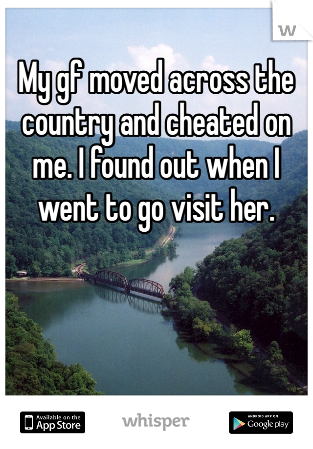 My gf moved across the country and cheated on me. I found out when I went to go visit her. 