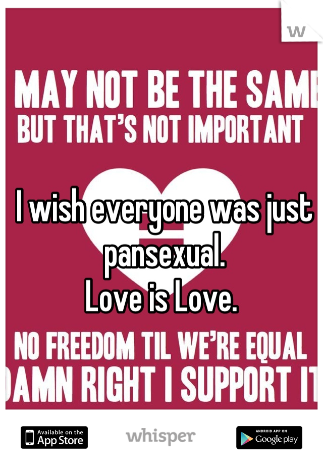 I wish everyone was just pansexual. 
Love is Love. 