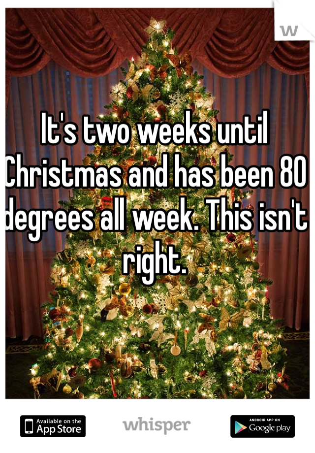 It's two weeks until Christmas and has been 80 degrees all week. This isn't right. 