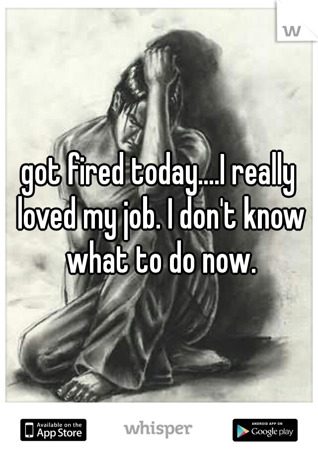 got fired today....I really loved my job. I don't know what to do now.