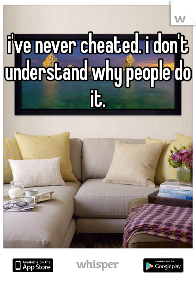 i've never cheated. i don't understand why people do it.