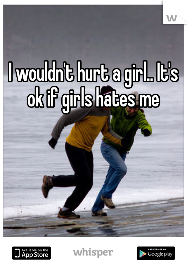 I wouldn't hurt a girl.. It's ok if girls hates me