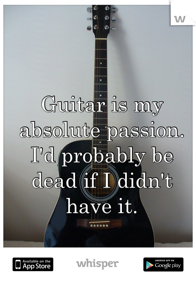Guitar is my absolute passion. I'd probably be dead if I didn't have it. 