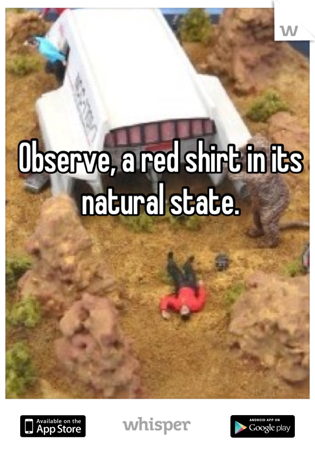 Observe, a red shirt in its natural state.